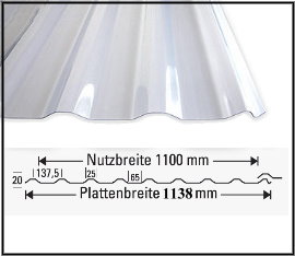 PC - Trapez 20/1100 1,0mm Polycarbonat