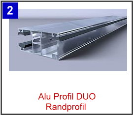 Aluminium Randprofil "DUO" komplett 16mm