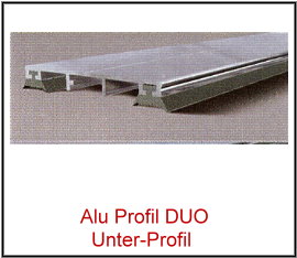 Aluminium Mittel-Profil "DUO" ohne Unterprofil