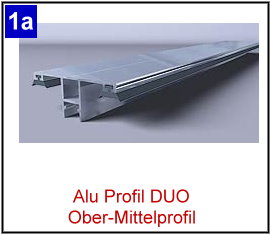 Aluminium Ober - Mittelprofil "DUO" 16mm